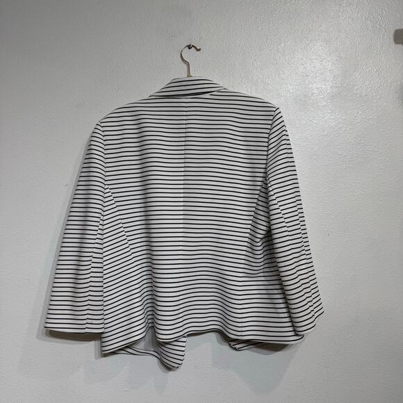 Kasper White Striped Open Front Blazer Sz 16 - Picture 9 of 12